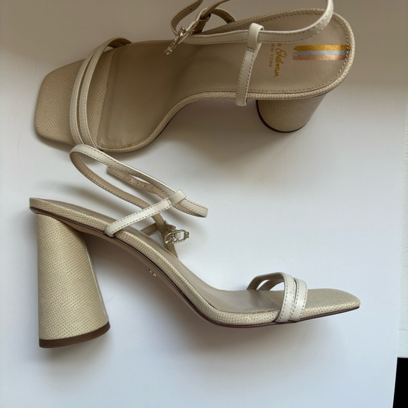 Sam Edelman Kit Slingback Block High Heel tan beige cream Sandal Sz 10 - Picture 4 of 8